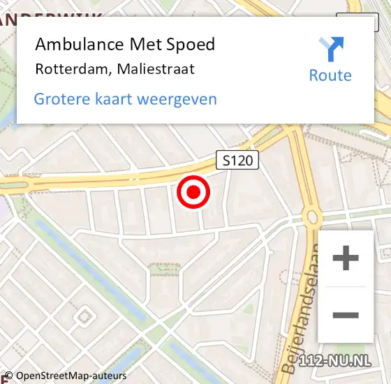 Locatie op kaart van de 112 melding: Ambulance Met Spoed Naar Rotterdam, Maliestraat op 5 juni 2017 03:31