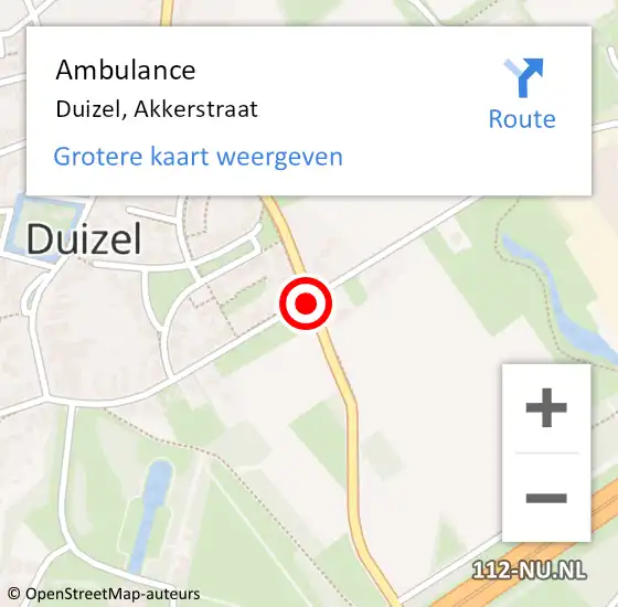 Locatie op kaart van de 112 melding: Ambulance Duizel, Akkerstraat op 5 juni 2017 14:09
