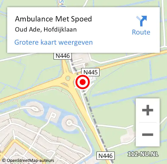 Locatie op kaart van de 112 melding: Ambulance Met Spoed Naar Oud Ade, Hofdijklaan op 5 juni 2017 14:26
