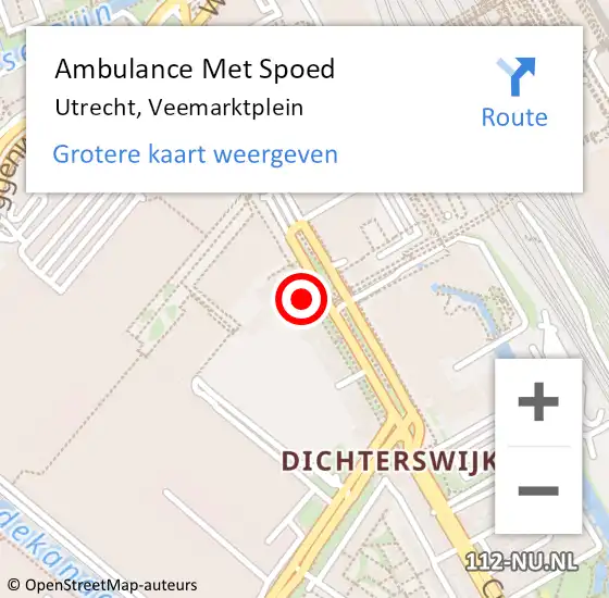 Locatie op kaart van de 112 melding: Ambulance Met Spoed Naar Utrecht, Veemarktplein op 5 juni 2017 16:37