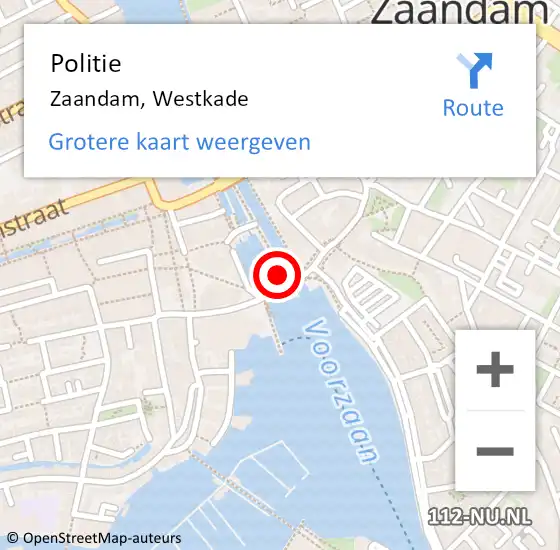 Locatie op kaart van de 112 melding: Politie Zaandam, Westkade op 5 juni 2017 18:10