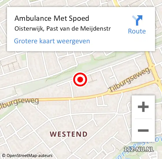 Locatie op kaart van de 112 melding: Ambulance Met Spoed Naar Oisterwijk, Past van de Meijdenstr op 5 juni 2017 18:29