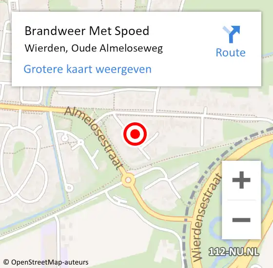 Locatie op kaart van de 112 melding: Brandweer Met Spoed Naar Wierden, Oude Almeloseweg op 22 januari 2014 21:49