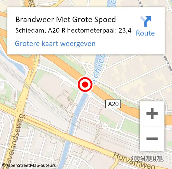 Locatie op kaart van de 112 melding: Brandweer Met Grote Spoed Naar Schiedam, A20 L hectometerpaal: 18,0 op 5 juni 2017 21:56