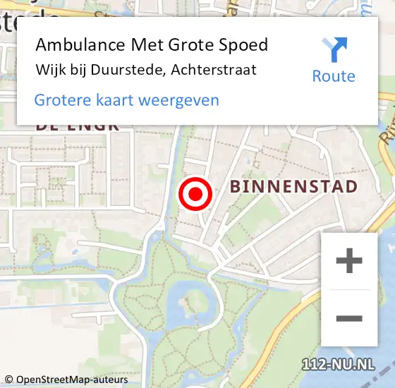Locatie op kaart van de 112 melding: Ambulance Met Grote Spoed Naar Wijk bij Duurstede, Achterstraat op 6 juni 2017 06:28