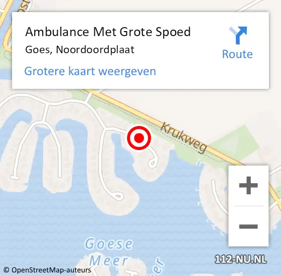 Locatie op kaart van de 112 melding: Ambulance Met Grote Spoed Naar Goes, Noordoordplaat op 6 juni 2017 09:38