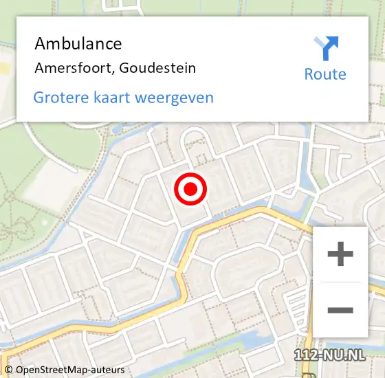 Locatie op kaart van de 112 melding: Ambulance Amersfoort, Goudestein op 6 juni 2017 15:21