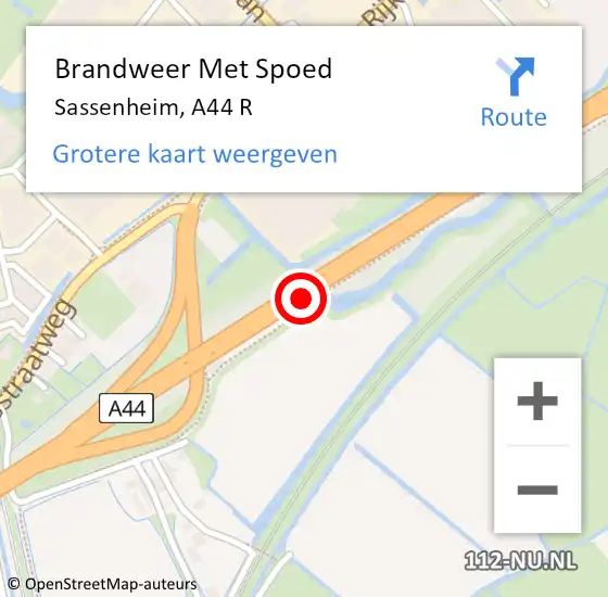 Locatie op kaart van de 112 melding: Brandweer Met Spoed Naar Sassenheim, A44 R op 6 juni 2017 15:35