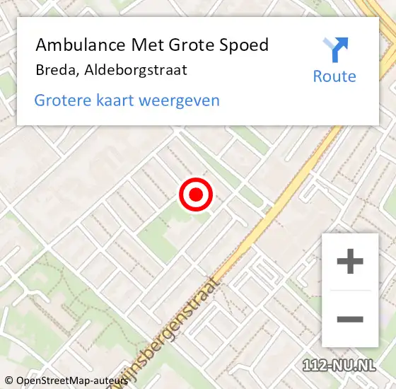 Locatie op kaart van de 112 melding: Ambulance Met Grote Spoed Naar Breda, Aldeborgstraat op 6 juni 2017 18:46