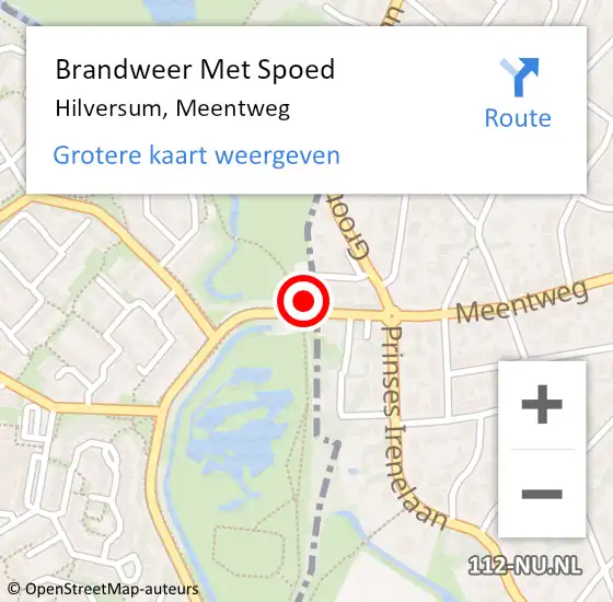Locatie op kaart van de 112 melding: Brandweer Met Spoed Naar Hilversum, Meentweg op 6 juni 2017 19:37
