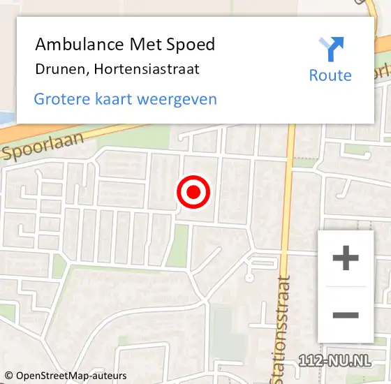 Locatie op kaart van de 112 melding: Ambulance Met Spoed Naar Drunen, Hortensiastraat op 7 juni 2017 04:47