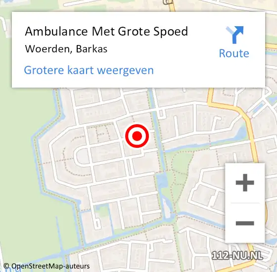 Locatie op kaart van de 112 melding: Ambulance Met Grote Spoed Naar Woerden, Barkas op 7 juni 2017 10:27