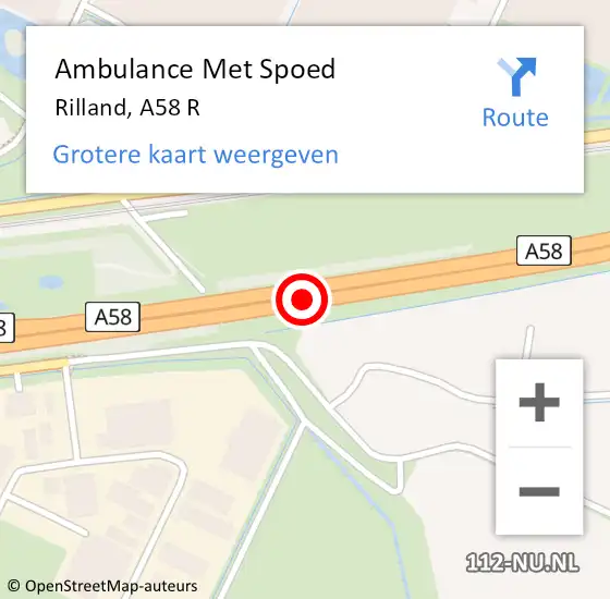 Locatie op kaart van de 112 melding: Ambulance Met Spoed Naar Rilland, A58 R op 7 juni 2017 11:10