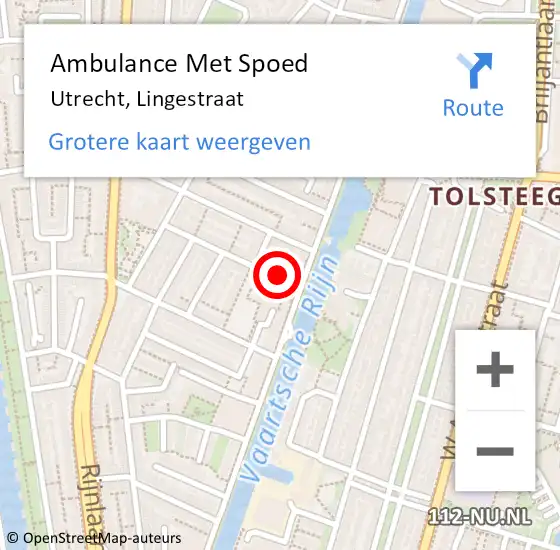 Locatie op kaart van de 112 melding: Ambulance Met Spoed Naar Utrecht, Lingestraat op 7 juni 2017 12:32