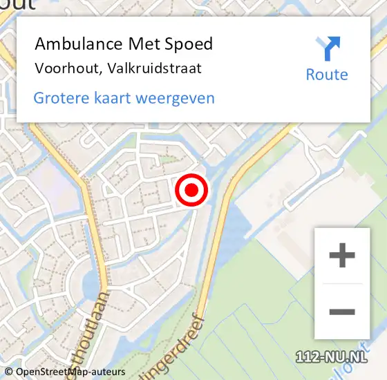 Locatie op kaart van de 112 melding: Ambulance Met Spoed Naar Voorhout, Valkruidstraat op 7 juni 2017 12:34
