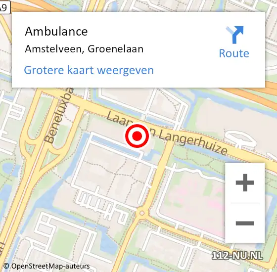 Locatie op kaart van de 112 melding: Ambulance Amstelveen, Groenelaan op 7 juni 2017 13:47