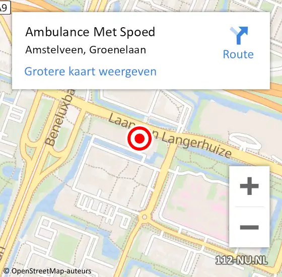 Locatie op kaart van de 112 melding: Ambulance Met Spoed Naar Amstelveen, Groenelaan op 7 juni 2017 15:22