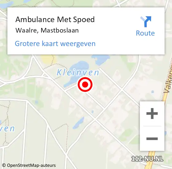 Locatie op kaart van de 112 melding: Ambulance Met Spoed Naar Waalre, Mastboslaan op 7 juni 2017 16:14