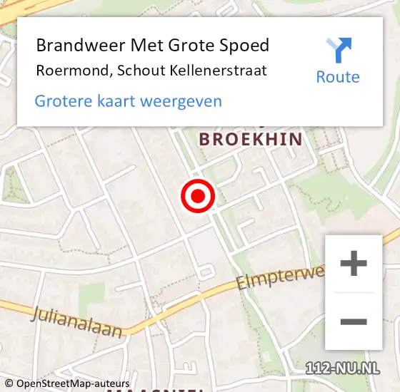Locatie op kaart van de 112 melding: Brandweer Met Grote Spoed Naar Roermond, Schout Kellenerstraat op 7 juni 2017 22:38