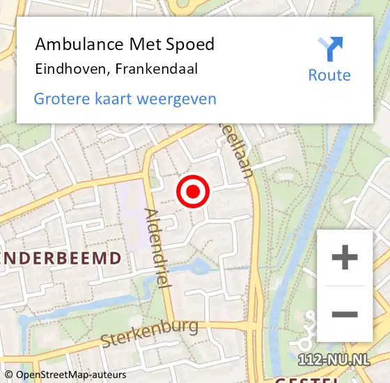 Locatie op kaart van de 112 melding: Ambulance Met Spoed Naar Eindhoven, Frankendaal op 8 juni 2017 01:52