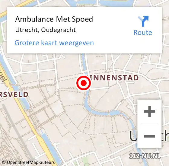 Locatie op kaart van de 112 melding: Ambulance Met Spoed Naar Utrecht, Oudegracht op 8 juni 2017 01:55