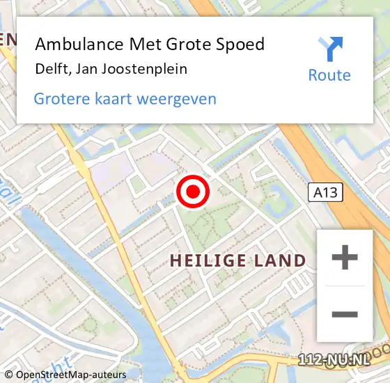 Locatie op kaart van de 112 melding: Ambulance Met Grote Spoed Naar Delft, Jan Joostenplein op 8 juni 2017 08:54