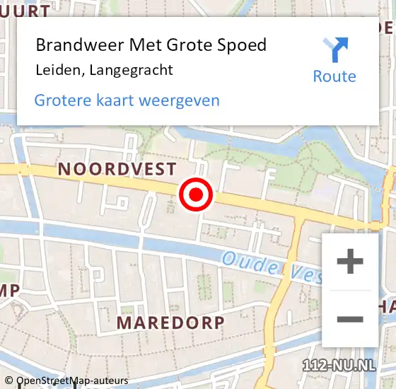 Locatie op kaart van de 112 melding: Brandweer Met Grote Spoed Naar Leiden, Langegracht op 8 juni 2017 11:46