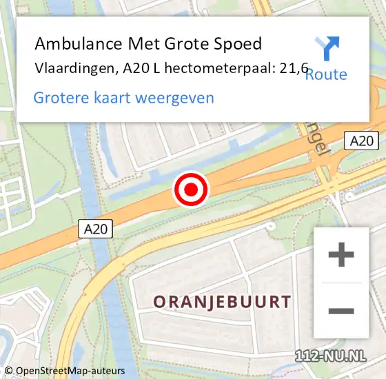 Locatie op kaart van de 112 melding: Ambulance Met Grote Spoed Naar Vlaardingen, A20 L hectometerpaal: 19,2 op 8 juni 2017 17:07