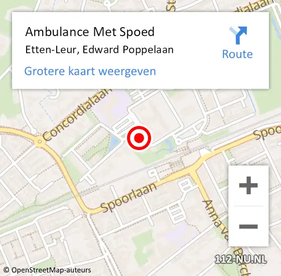 Locatie op kaart van de 112 melding: Ambulance Met Spoed Naar Etten-Leur, Edward Poppelaan op 9 juni 2017 07:32