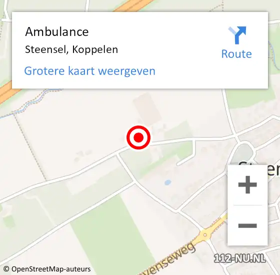 Locatie op kaart van de 112 melding: Ambulance Steensel, Koppelen op 9 juni 2017 13:11