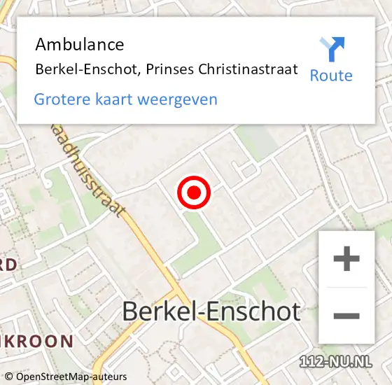 Locatie op kaart van de 112 melding: Ambulance Berkel-Enschot, Prinses Christinastraat op 9 juni 2017 13:45