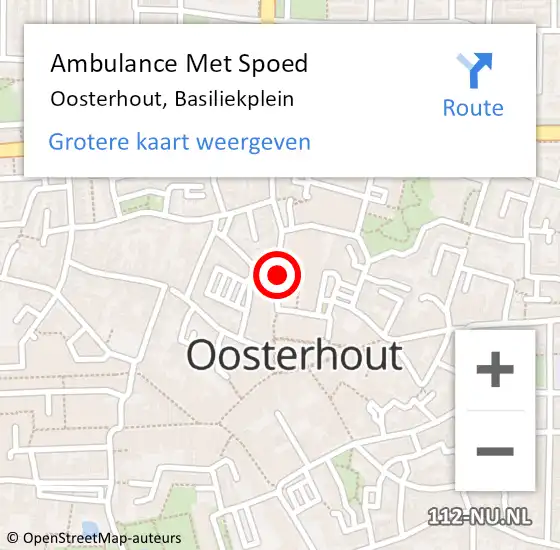 Locatie op kaart van de 112 melding: Ambulance Met Spoed Naar Oosterhout, Basiliekplein op 9 juni 2017 19:48