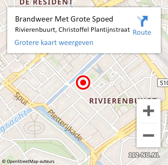 Locatie op kaart van de 112 melding: Brandweer Met Grote Spoed Naar Rivierenbuurt, Christoffel Plantijnstraat op 23 januari 2014 11:00