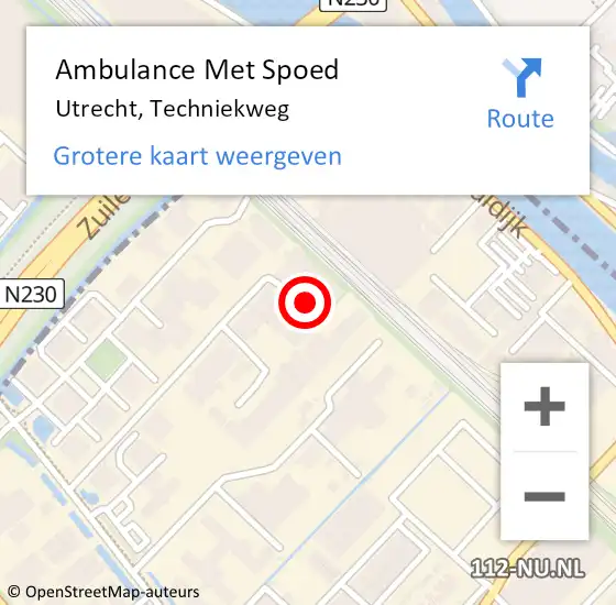 Locatie op kaart van de 112 melding: Ambulance Met Spoed Naar Utrecht, Techniekweg op 23 januari 2014 11:14