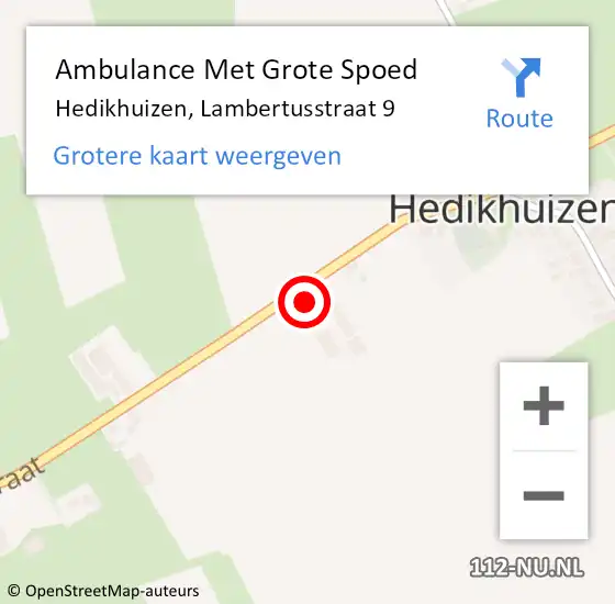 Locatie op kaart van de 112 melding: Ambulance Met Grote Spoed Naar Hedikhuizen, Lambertusstraat 9 op 10 juni 2017 10:01