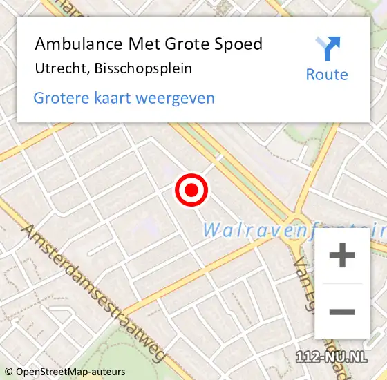 Locatie op kaart van de 112 melding: Ambulance Met Grote Spoed Naar Utrecht, Bisschopsplein op 10 juni 2017 13:20