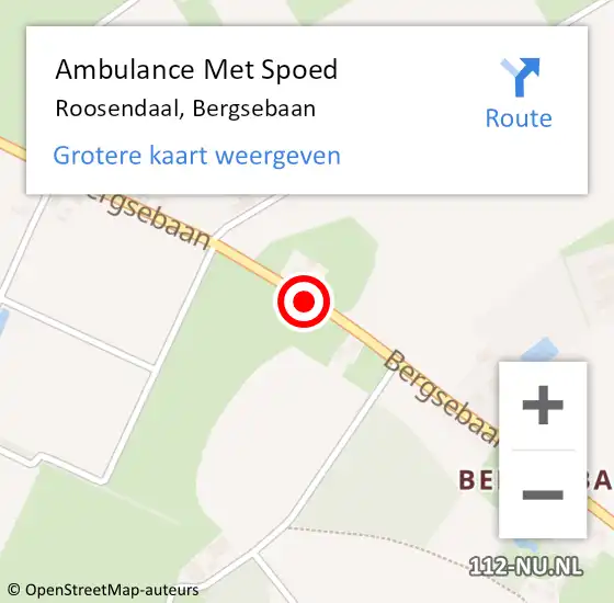 Locatie op kaart van de 112 melding: Ambulance Met Spoed Naar Roosendaal, Bergsebaan op 10 juni 2017 13:49