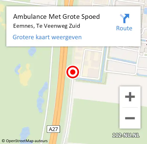 Locatie op kaart van de 112 melding: Ambulance Met Grote Spoed Naar Eemnes, Te Veenweg Zuid op 10 juni 2017 16:32