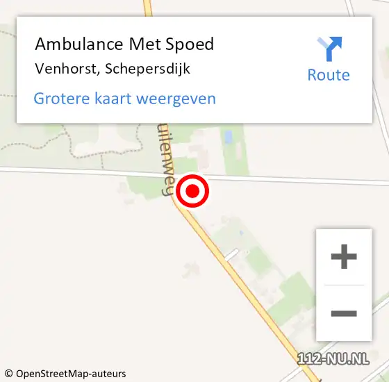 Locatie op kaart van de 112 melding: Ambulance Met Spoed Naar Venhorst, Schepersdijk op 11 juni 2017 04:32