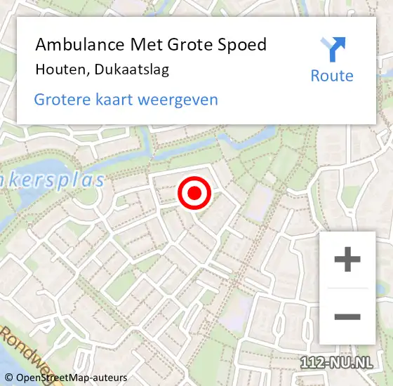 Locatie op kaart van de 112 melding: Ambulance Met Grote Spoed Naar Houten, Dukaatslag op 11 juni 2017 06:28