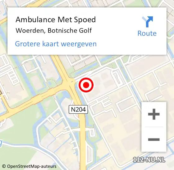 Locatie op kaart van de 112 melding: Ambulance Met Spoed Naar Woerden, Botnische Golf op 11 juni 2017 12:53
