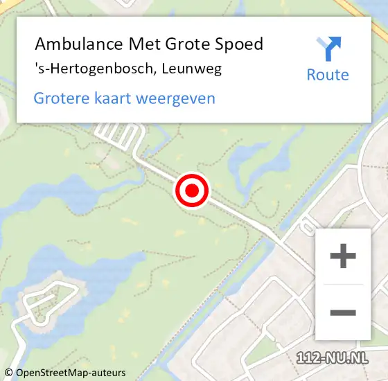 Locatie op kaart van de 112 melding: Ambulance Met Grote Spoed Naar 's-Hertogenbosch, Leunweg op 11 juni 2017 14:24