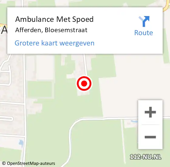 Locatie op kaart van de 112 melding: Ambulance Met Spoed Naar Afferden, Bloesemstraat op 11 juni 2017 15:15