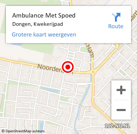 Locatie op kaart van de 112 melding: Ambulance Met Spoed Naar Dongen, Kwekerijpad op 11 juni 2017 20:29