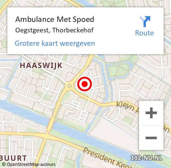 Locatie op kaart van de 112 melding: Ambulance Met Spoed Naar Oegstgeest, Thorbeckehof op 11 juni 2017 22:40