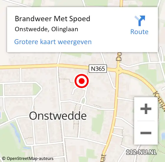 Locatie op kaart van de 112 melding: Brandweer Met Spoed Naar Onstwedde, Olinglaan op 11 juni 2017 23:23
