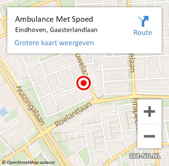 Locatie op kaart van de 112 melding: Ambulance Met Spoed Naar Eindhoven, Gaasterlandlaan op 12 juni 2017 05:09