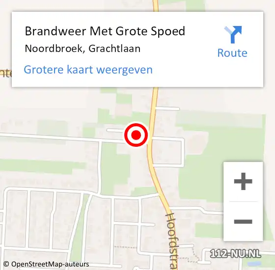 Locatie op kaart van de 112 melding: Brandweer Met Grote Spoed Naar Noordbroek, Grachtlaan op 12 juni 2017 09:04