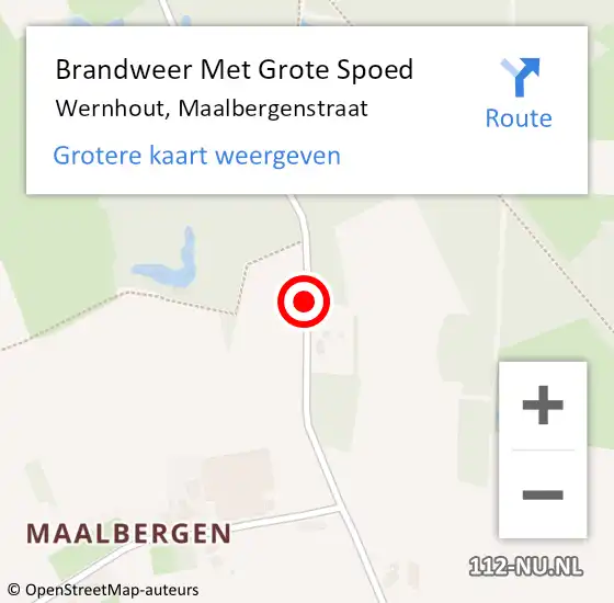 Locatie op kaart van de 112 melding: Brandweer Met Grote Spoed Naar Wernhout, Maalbergenstraat op 12 juni 2017 14:02
