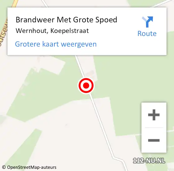 Locatie op kaart van de 112 melding: Brandweer Met Grote Spoed Naar Wernhout, Koepelstraat op 12 juni 2017 14:19